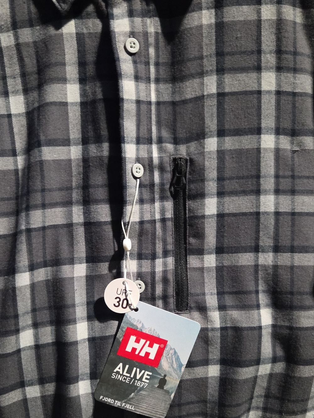 Helly Hansen New Black & Gray Plaid Button-Up Shirt Jacket